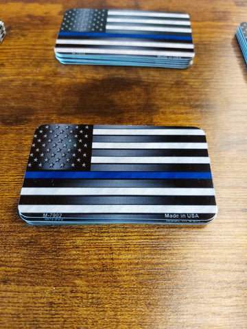 Magnets: Thin Blue Line American Flag Metal Magnet