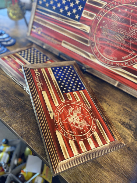 Decor: Wooden USA Flag with USMS Seal