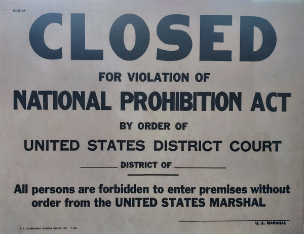 Poster: Closed for Violation of Prohibition Act